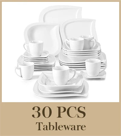 MALACASA 30/60 Piece White Porcelain Dinner Set