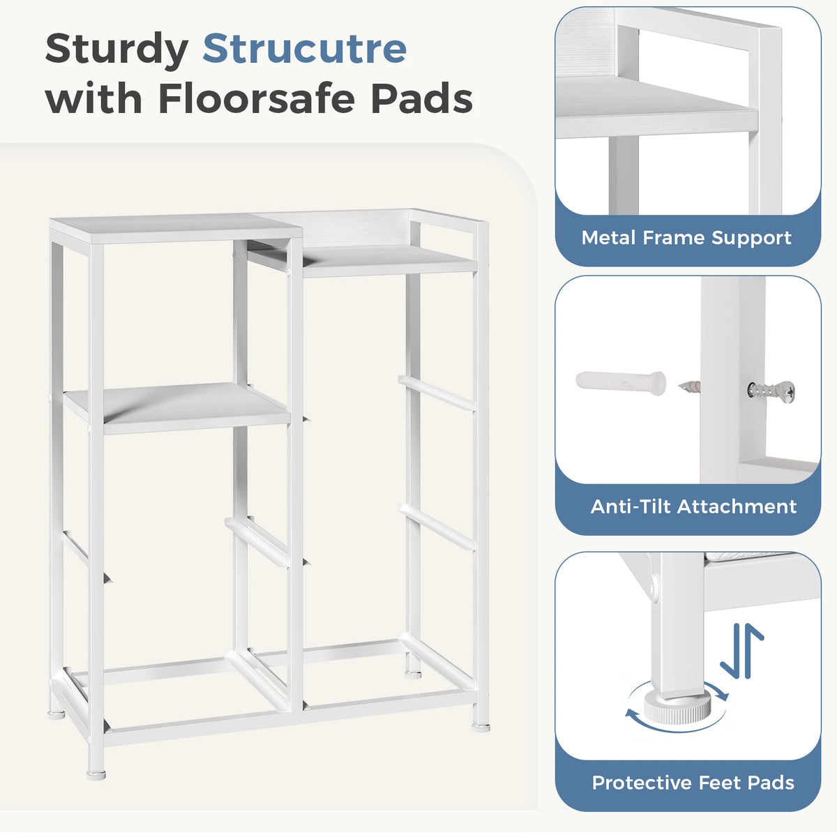 Metal Frame TV Stands for Bedroom Storage Tower