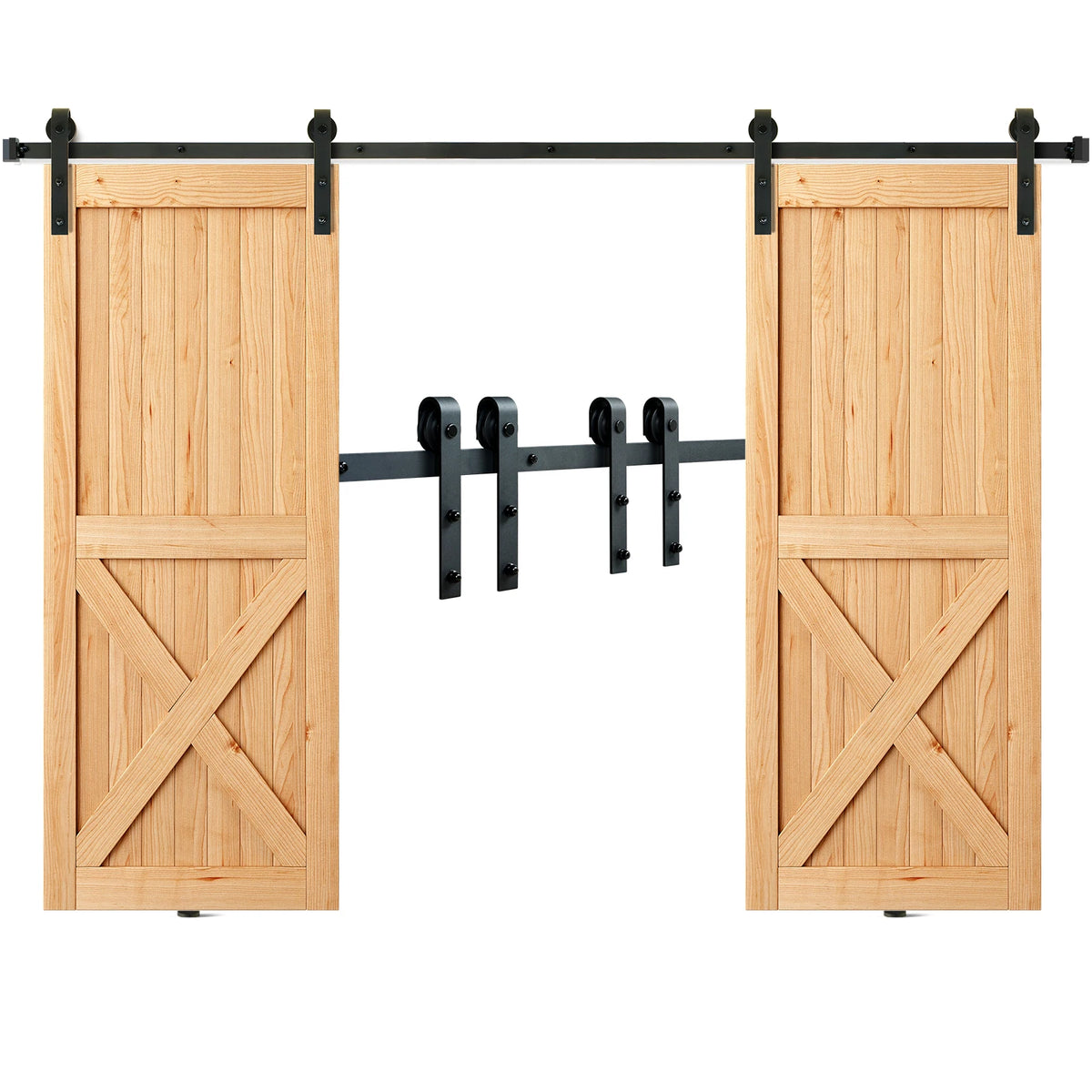 Heavy Duty Barn Door Track Kit for Double Doors