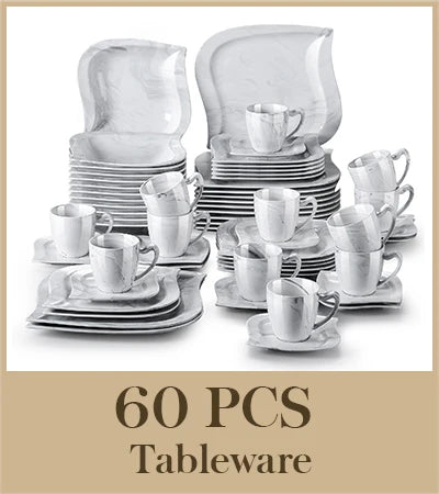 MALACASA 30/60 Piece White Porcelain Dinner Set