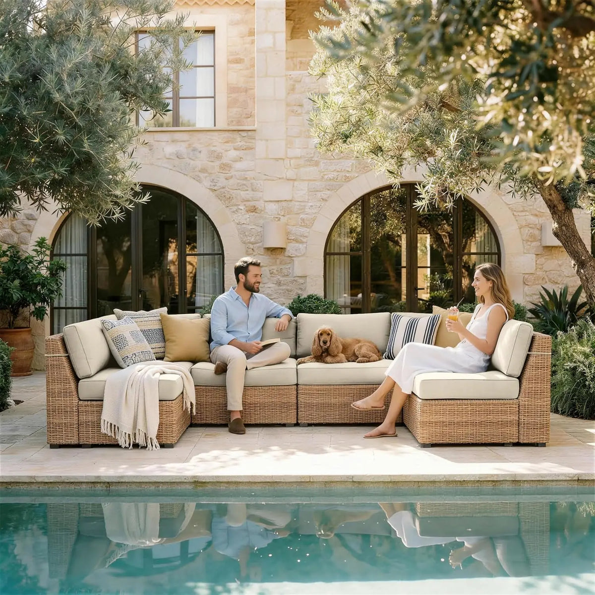 Outdoor Replacement Cushions for Patio Furniture, 5" Foam High-Density, 14-Piece Water-Resistant Outdoor Cushion for, Custom