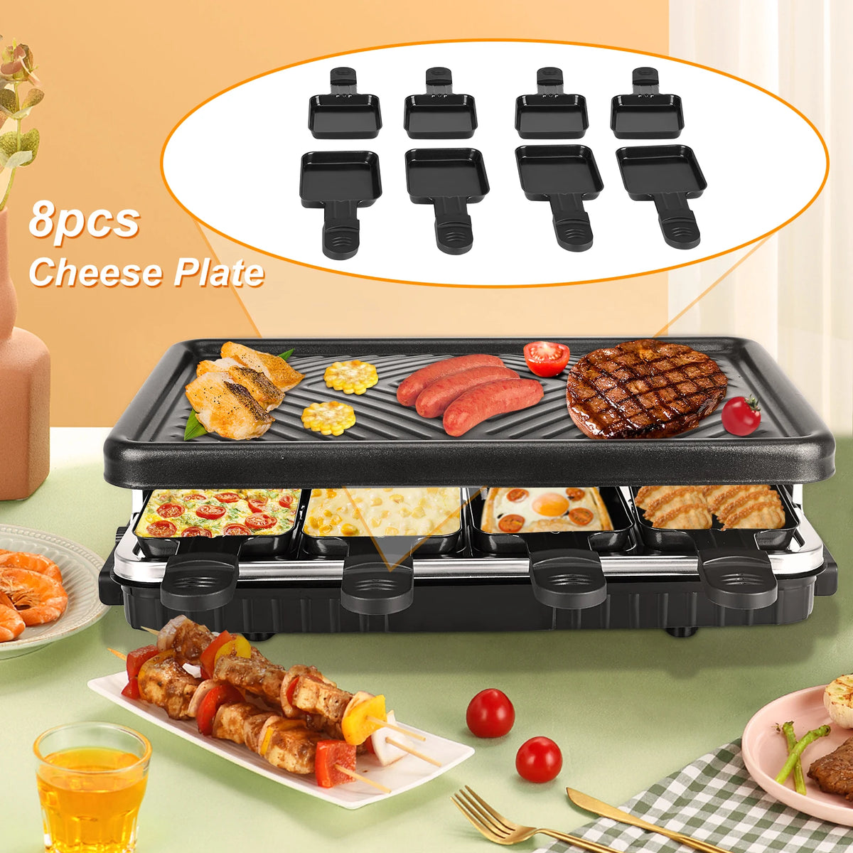 Electric Korean BBQ Grill Indoor Cheese Raclette