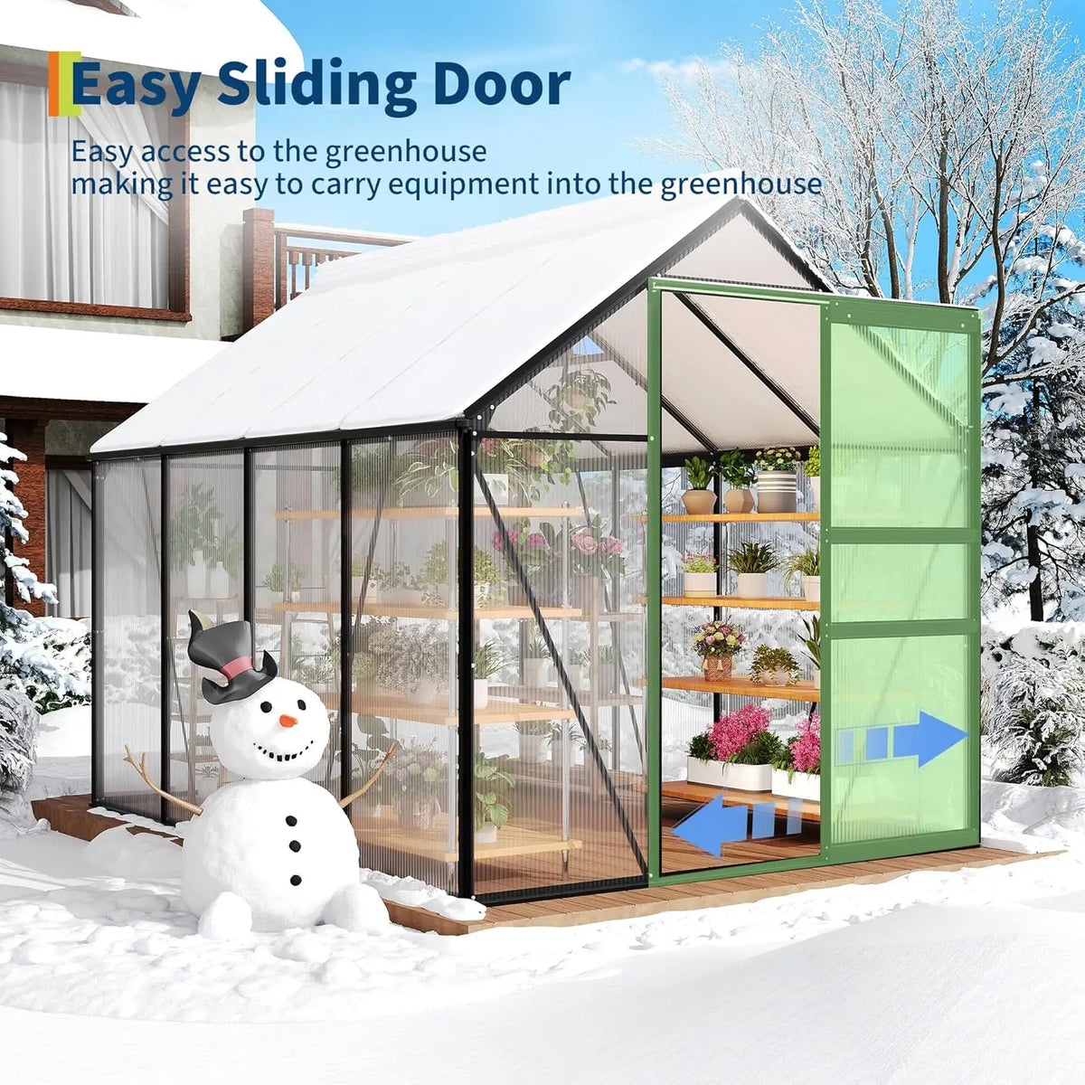 6×8 FT Greenhouse for Outdoors, Polycarbonate Greenhouse