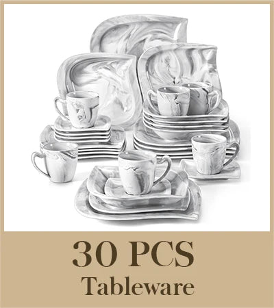 MALACASA 30/60 Piece White Porcelain Dinner Set
