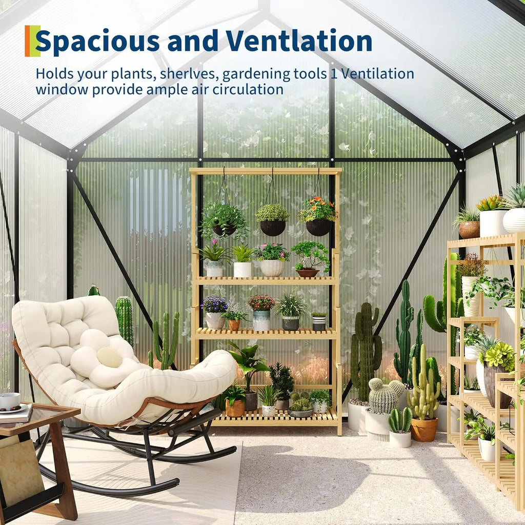 6×8 FT Greenhouse for Outdoors, Polycarbonate Greenhouse