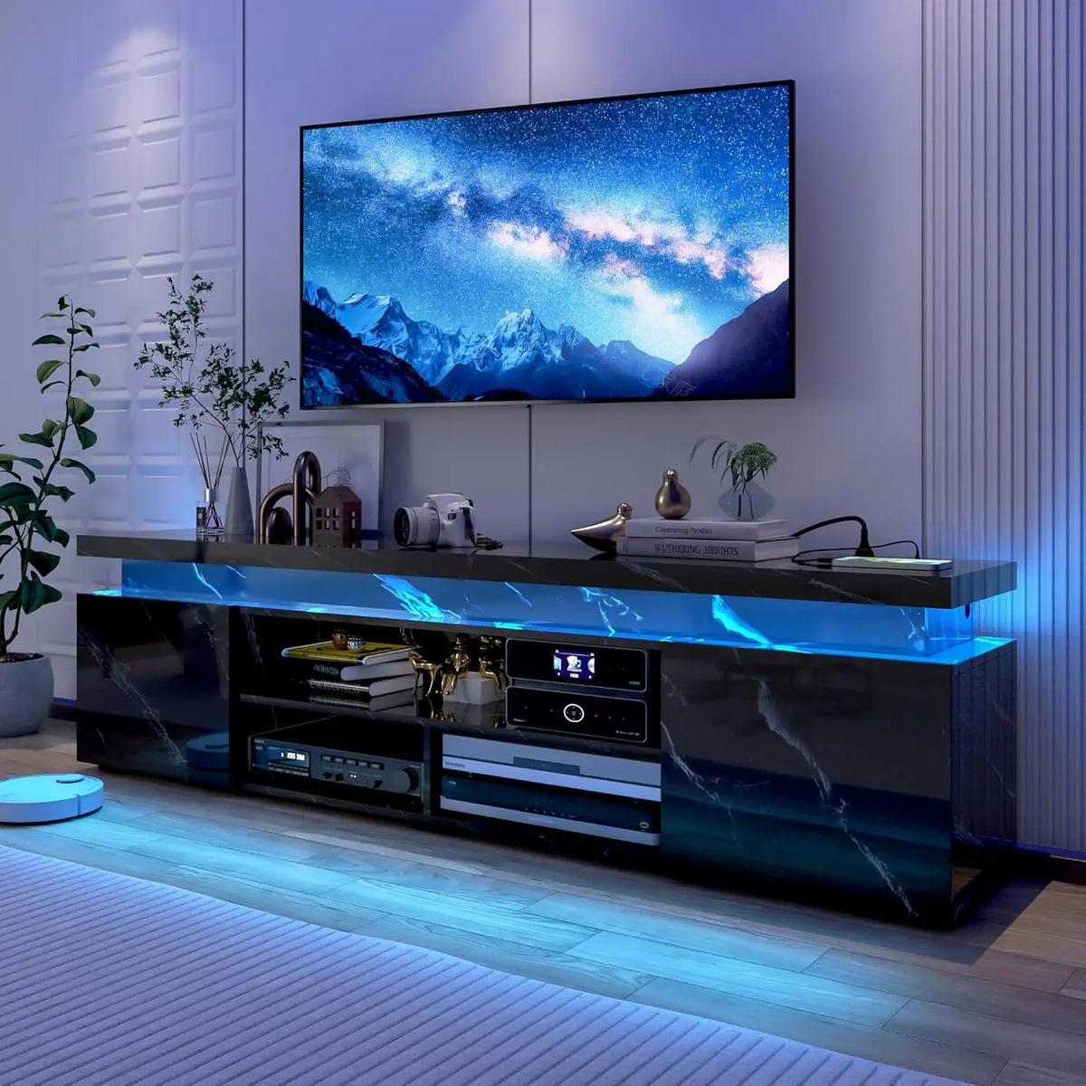LED TV Stand for 85 Inch TV,  Stand with Power Outlet