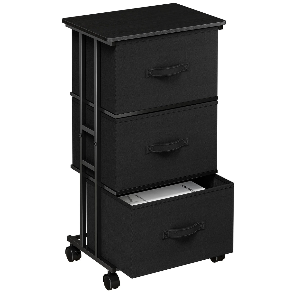JHK 3 Drawers Dresser Storage Cabinet with Wheels