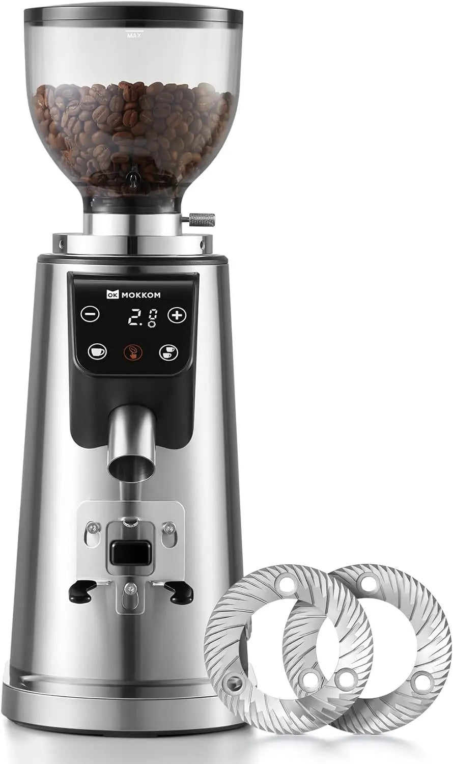 64mm Flat Burr Coffee Grinder 100 Grind Settings