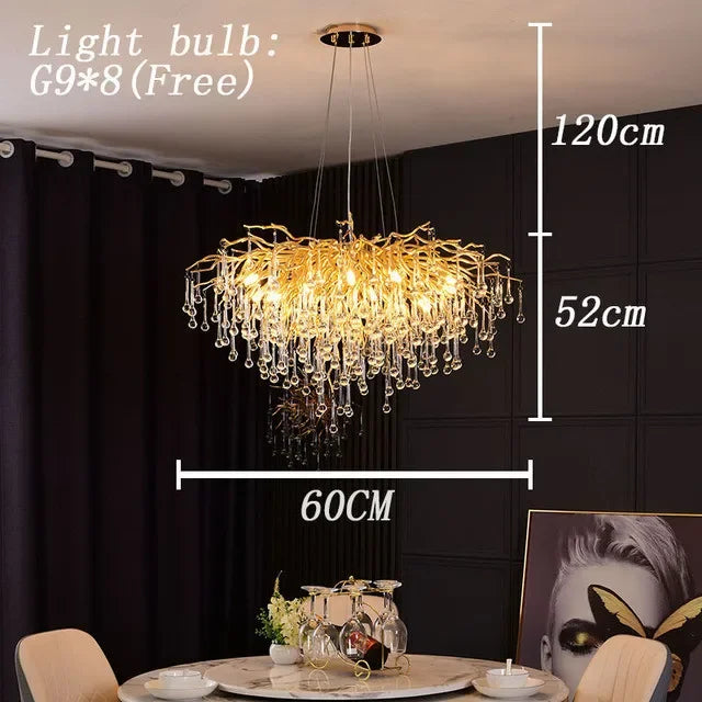 Royal Nordic Luxury Crystal Chandeliers Gold Chrome Water Drop Pendant