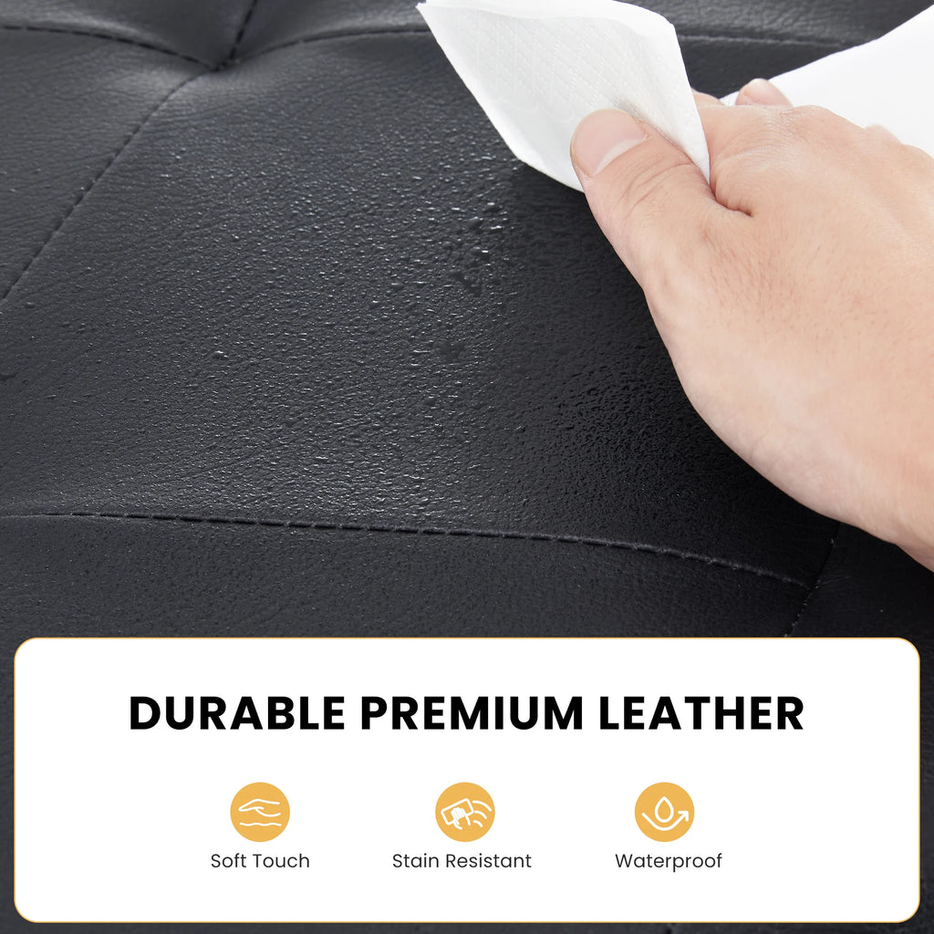 Leather Folding Ottoman Storage Footstool Toy Box