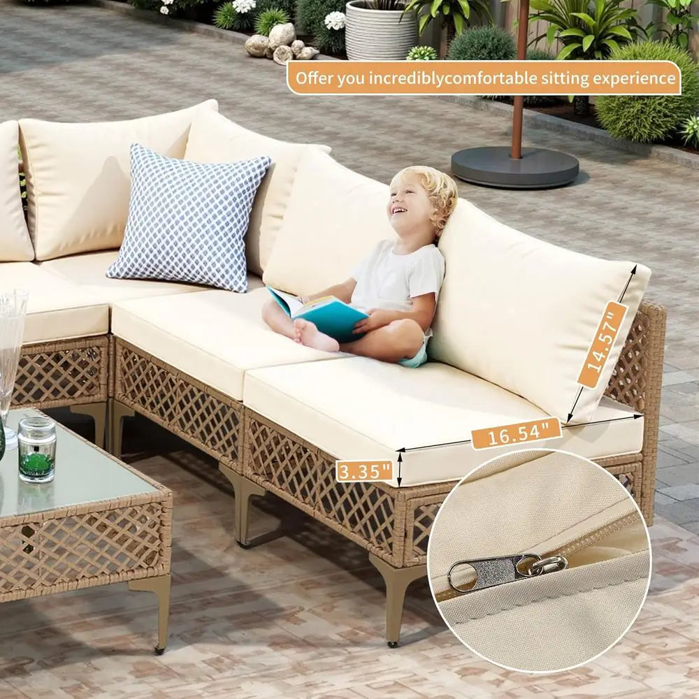 7-Piece Outdoor Wicker Sectional Patio Furniture Set
