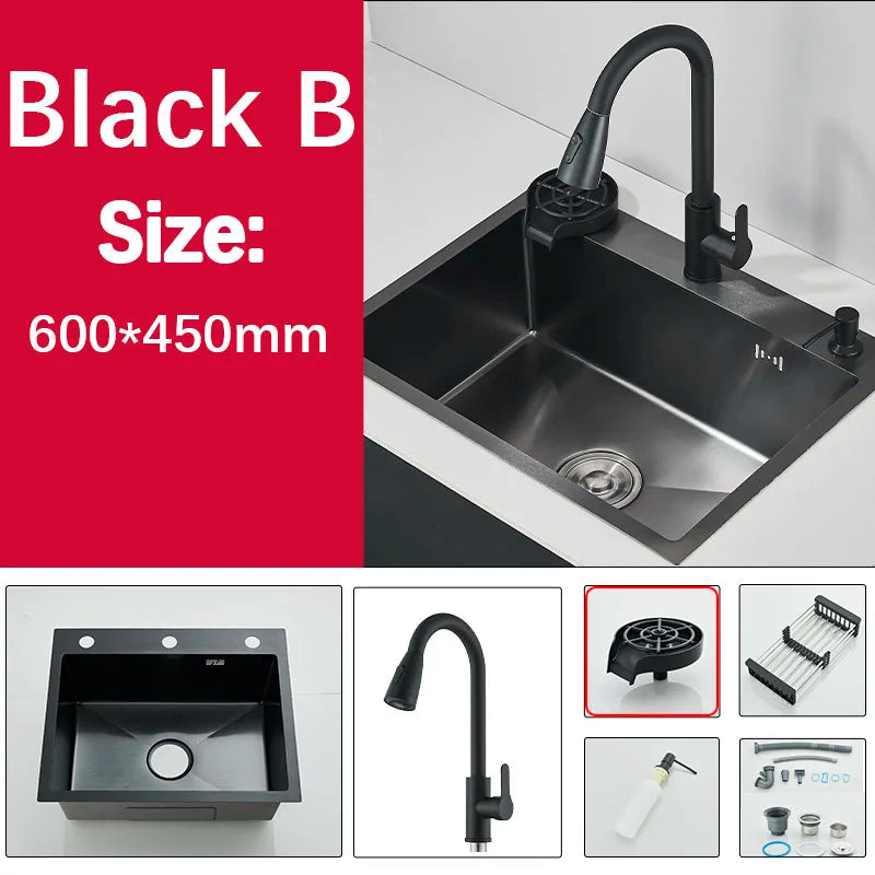 Multifunction 304 Stainless Steel Black/Brushed Nickel Kitchen Sink