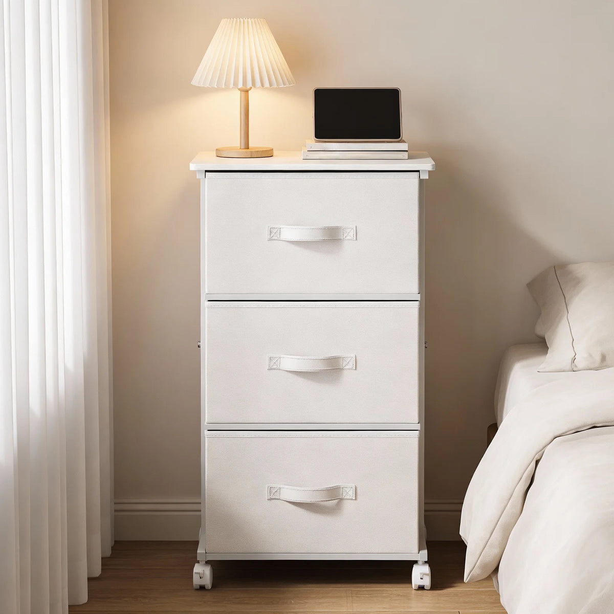 JHK 3 Drawers Dresser Storage Cabinet with Wheels