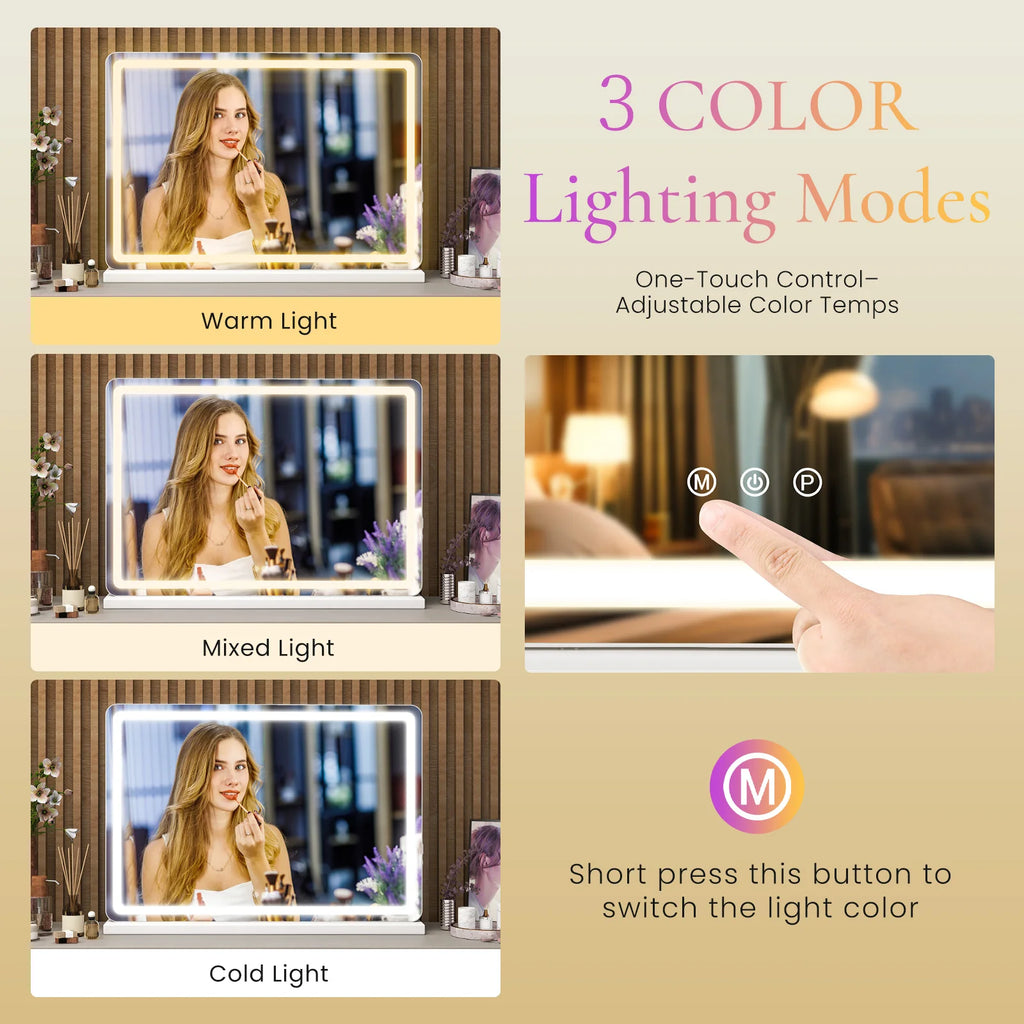 LED Vanity Mirror  Bathroom Dimmable 3 Color Modes