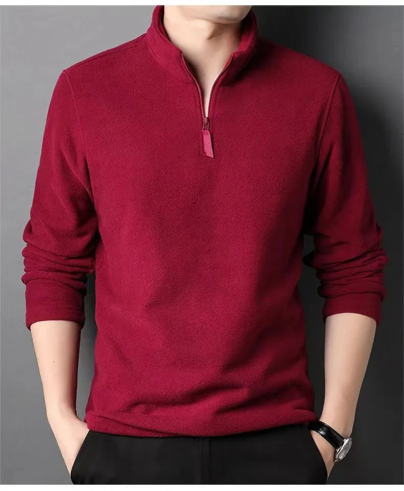 Autumn Winter New Warm Polo Shirts Men's Lamb Wool Sweatshirt