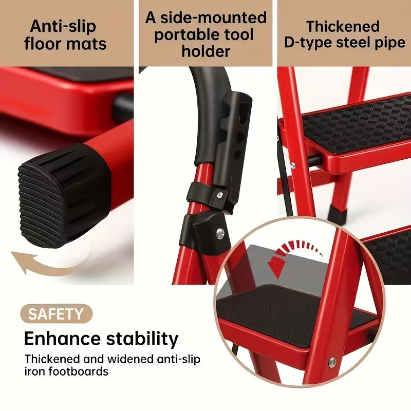 1 Heavy-duty 3/4-step portable folding ladder
