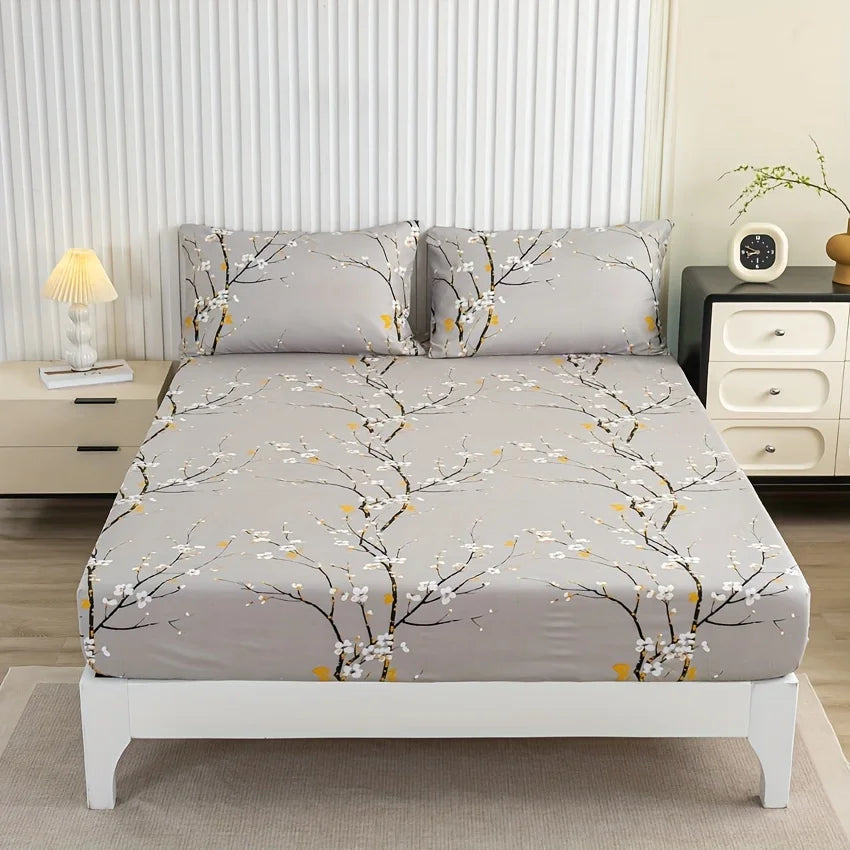 3Pcs Floral Fitted Sheet Set