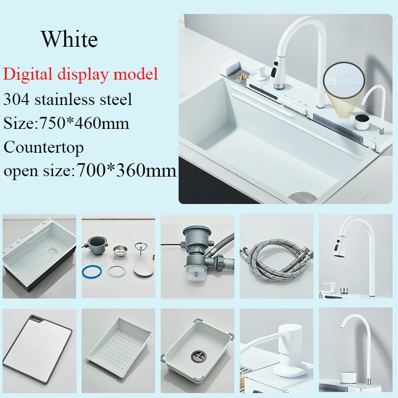 Stainless Steel Waterfall Kitchen Sink
