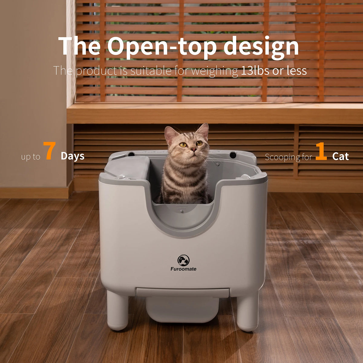 Open-Top Automatic Cat Litter Box with Odor Control
