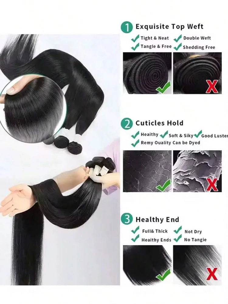 42 Inch Bundles Bone Straight Brazilian Human Hair