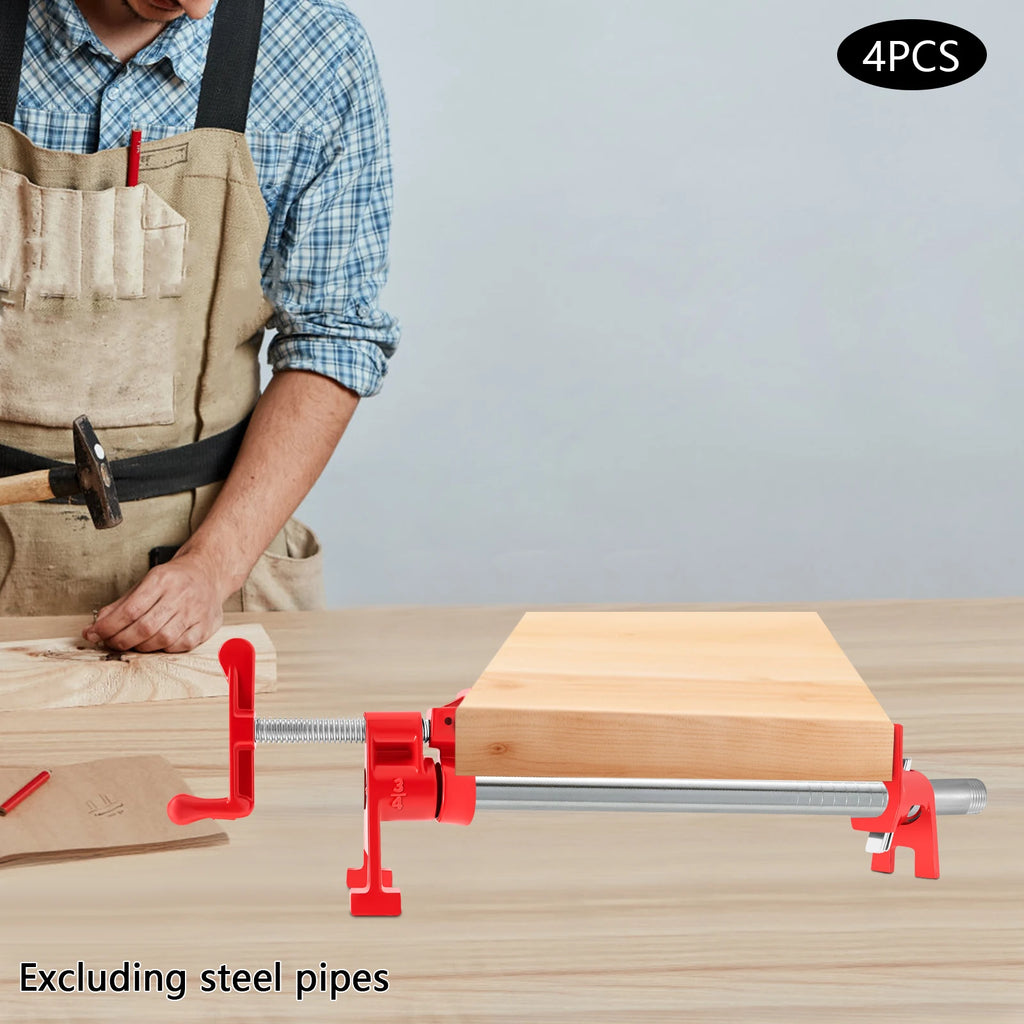 4 Pcs 3/4" Wood Gluing Pipe Clamp Set for Woodworking