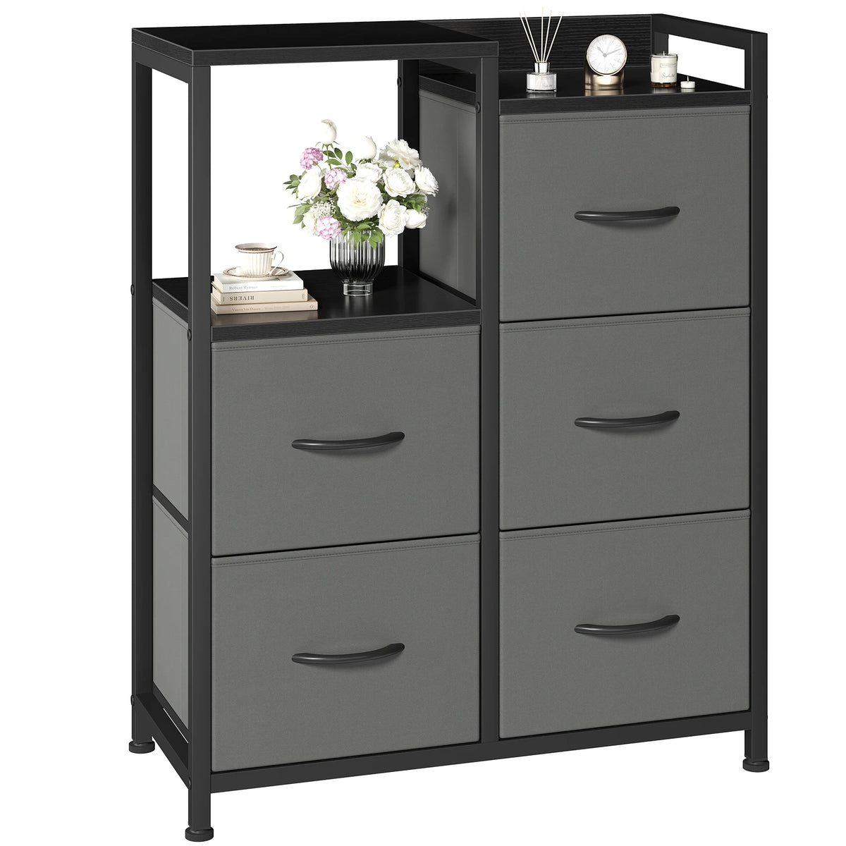 Metal Frame TV Stands for Bedroom Storage Tower