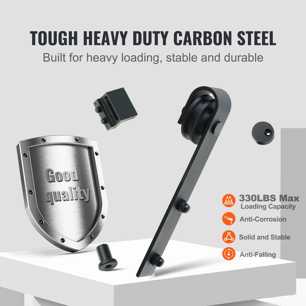 Heavy Duty Barn Door Track Kit for Double Doors
