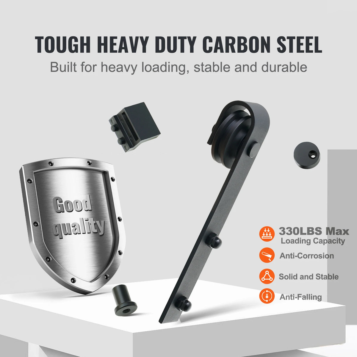 Heavy Duty Barn Door Track Kit for Double Doors