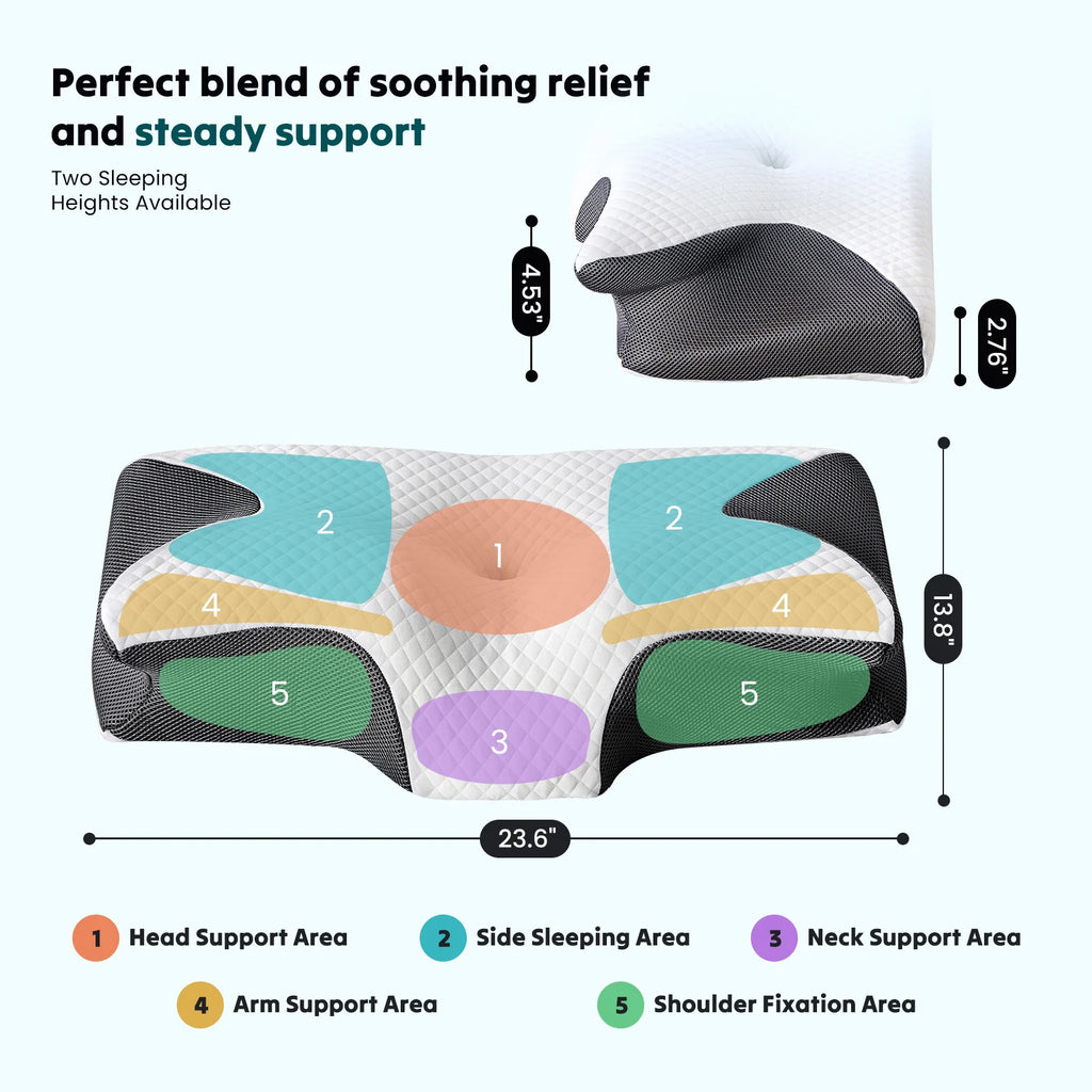 Memory Foam Pillow with Cooling Pillowcase Cervical Contour Pillows