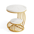 Marble Modern White Gold Bedside Nightstand