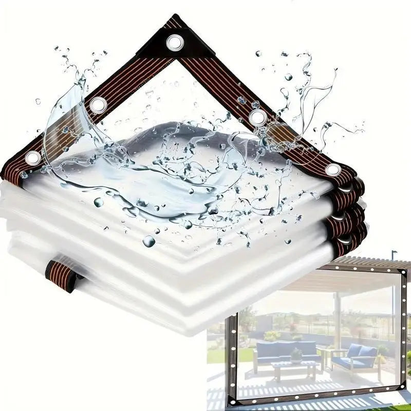 10x13FT Clear Waterproof Tarp Heavy Duty PE Transparent Tarpaulin Outdoor Patio Porch Garden Greenhouse Cover