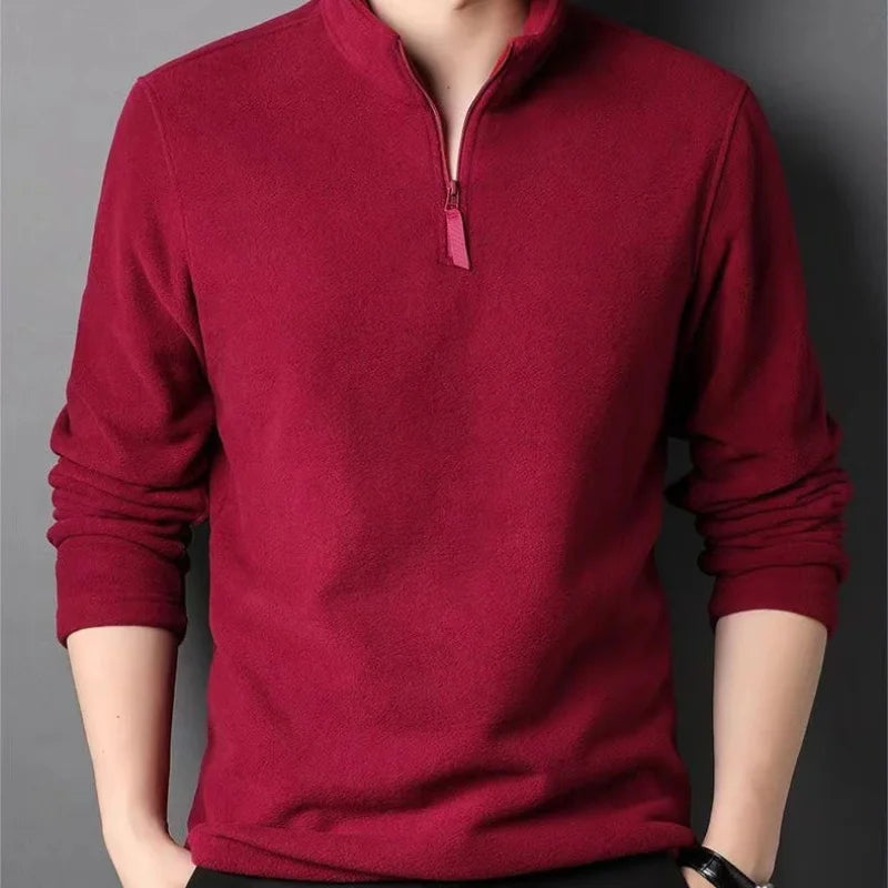 Autumn Winter New Warm Polo Shirts Men's Lamb Wool Sweatshirt