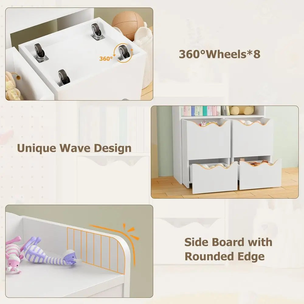 Toy Storage Organizer, Bookcase with 1 Display Shel & Open Cube