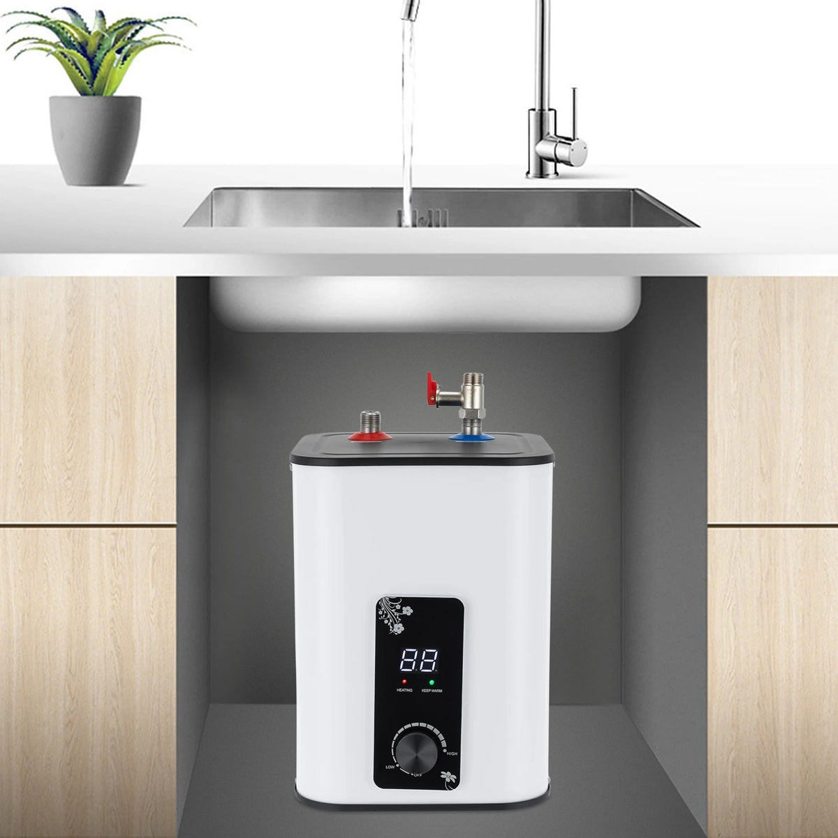 1500W 8L Electric Water Heater Fast Heating IPX4 Safe for Kitchen Bathroom RV SY-8