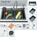 Stainless Steel Kitchen Sink Double Waterfall Single Slot Digital Display