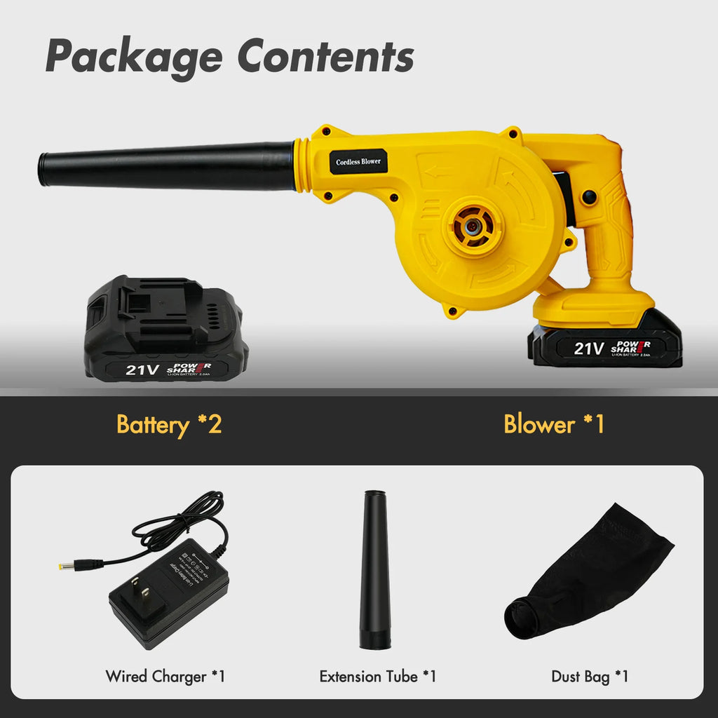 2-in-1 Cordless Leaf Blower 21V Portable 15000RPM