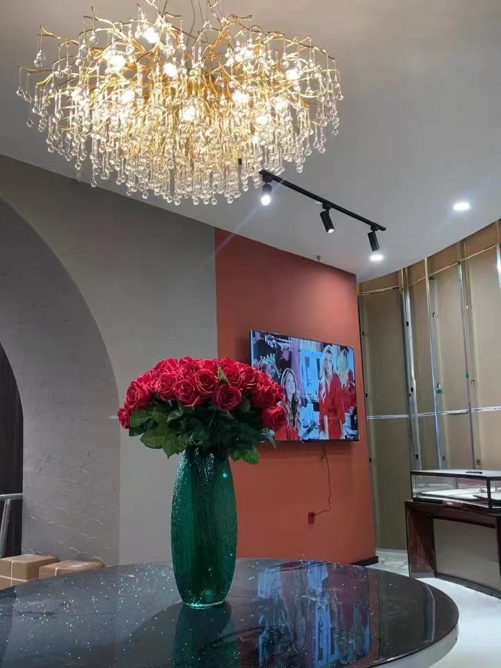 Rectangular Crystal Chandelier For Dining Room