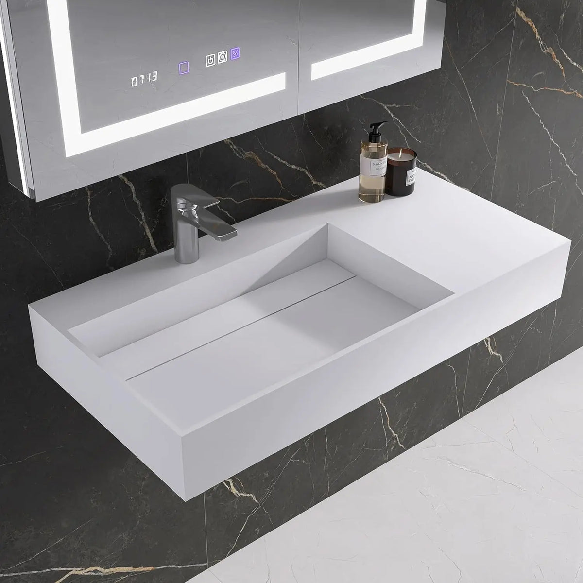 36"x18.11" Wall-Mounted Bathroom Vanity with Stone Resin Sink