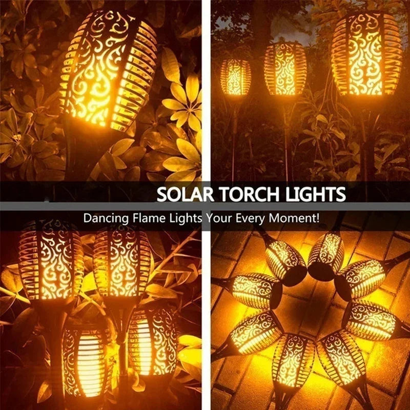 10Pcs Solar Flame Torch Lights Flickering Light Waterproof