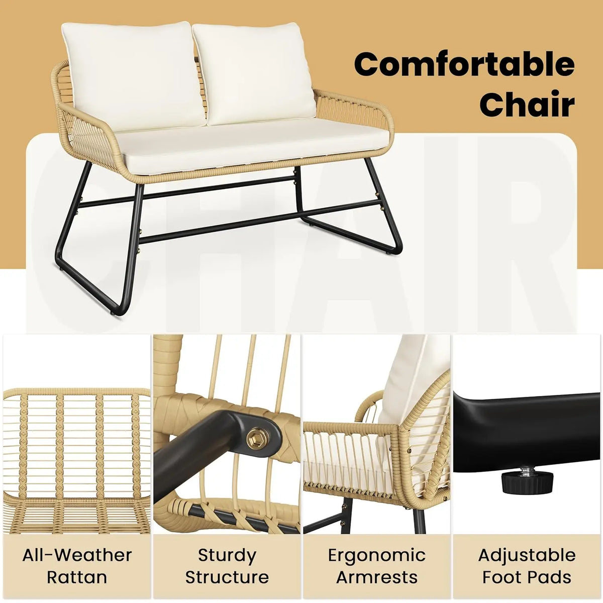 4-Piece Wicker Patio Set