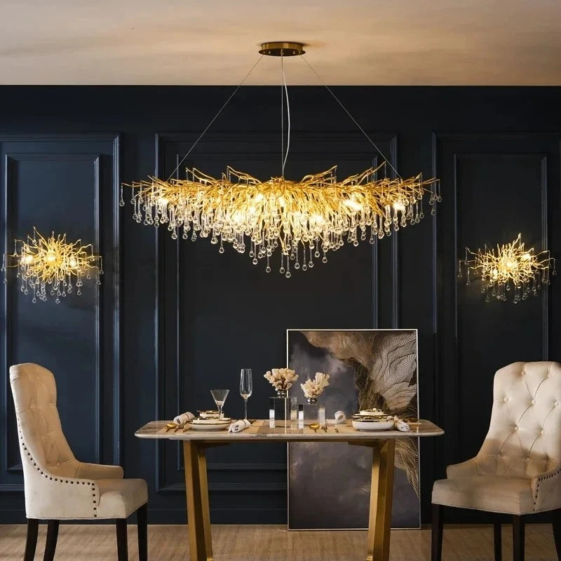 Royal Nordic Luxury Crystal Chandeliers Gold Chrome Water Drop Pendant