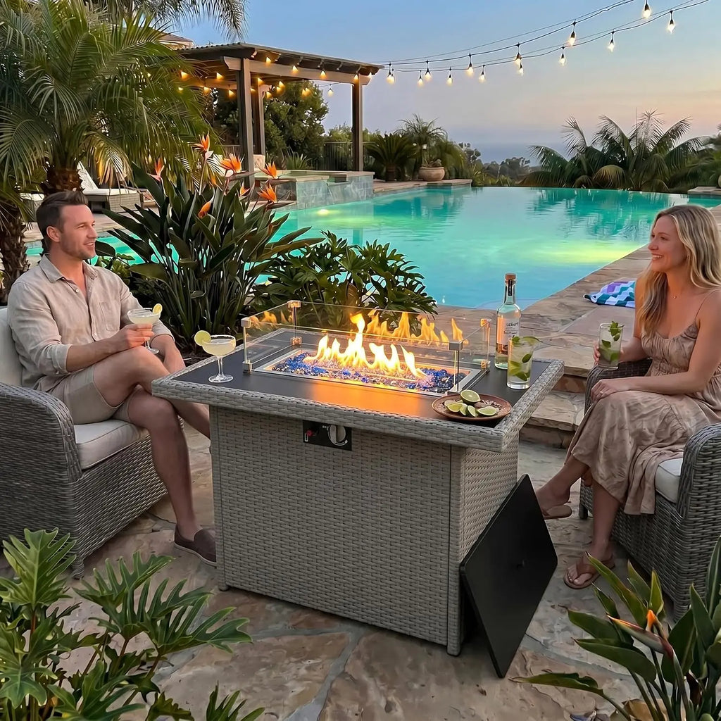 Propane Fire Pit Table, 44" Outdoor Gas Fire Pit