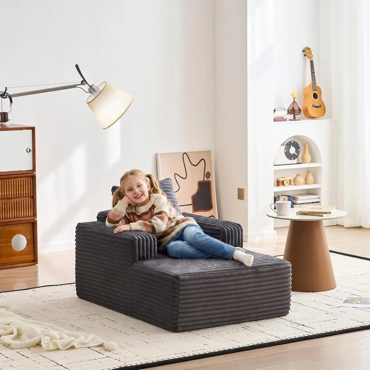 45'' Corduroy Cloud Chaise Lounge Sofa