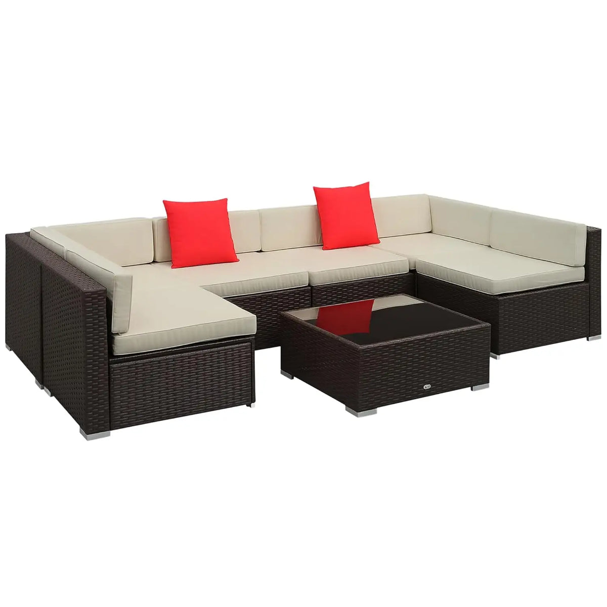 7pcRattan Sectional Sofa All Weather Cushions