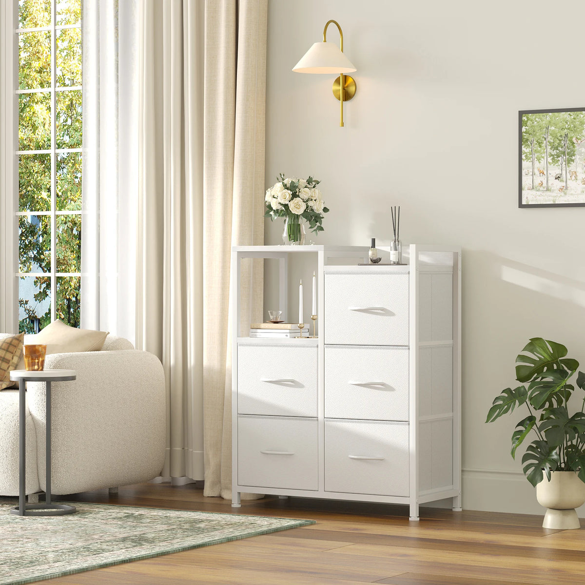 Metal Frame TV Stands for Bedroom Storage Tower