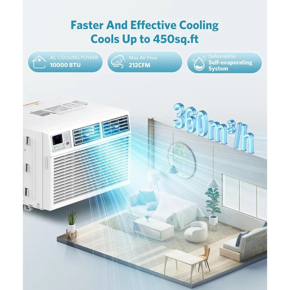 10,000 BTU Window Air Conditioner, Cools Up to 450 Sq.Ft