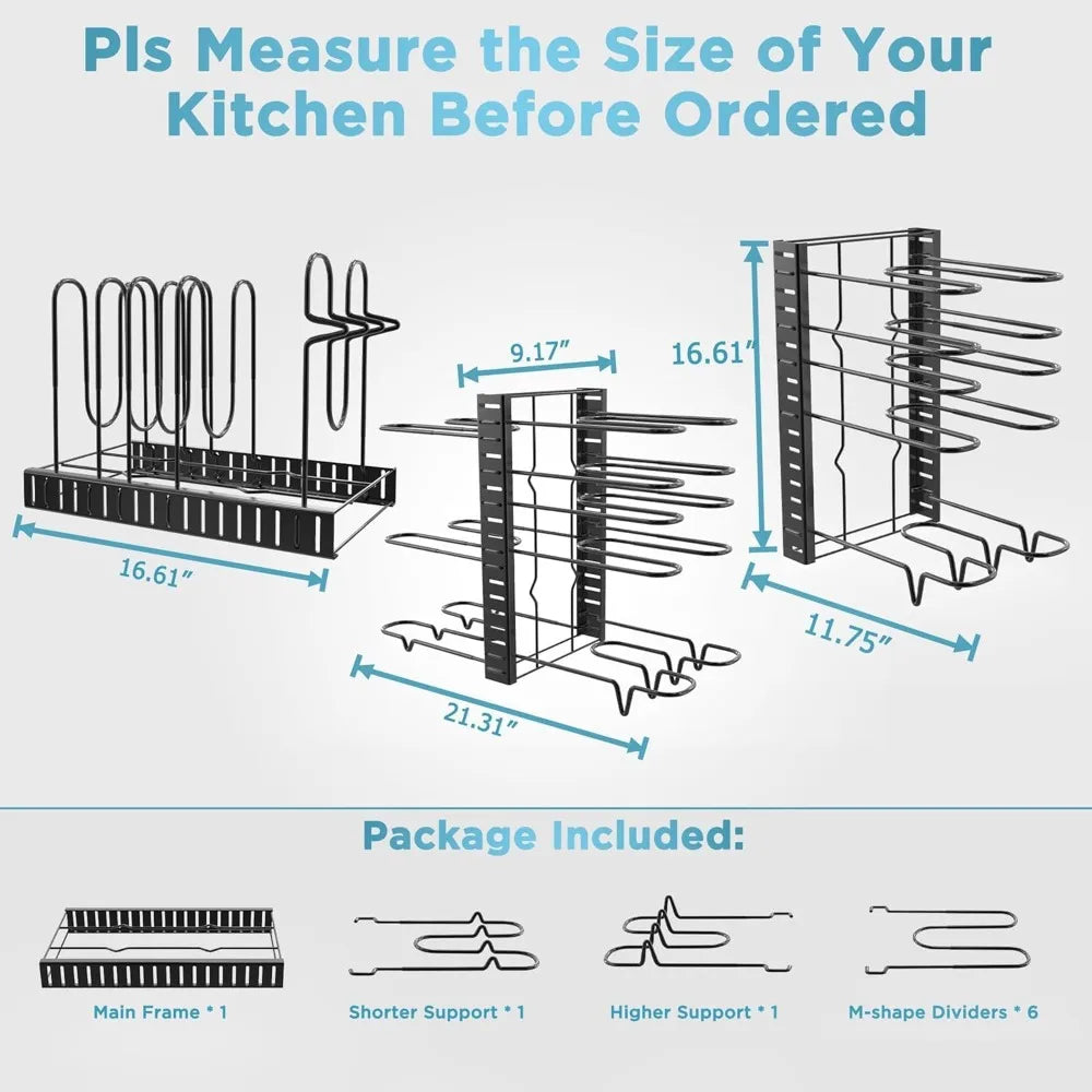 Adjustable Pan Organizer Kitchen Organization