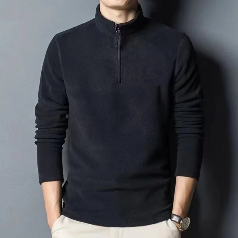 Autumn Winter New Warm Polo Shirts Men's Lamb Wool Sweatshirt