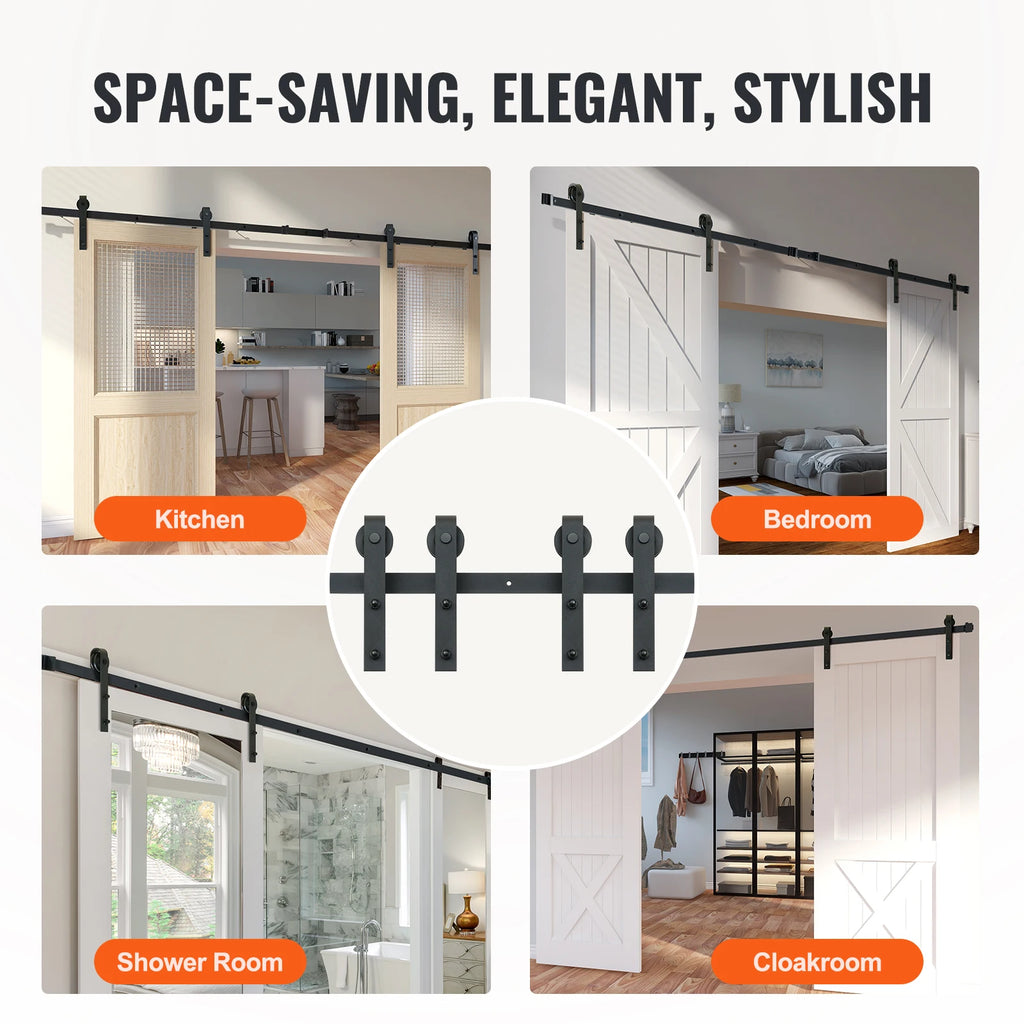 Heavy Duty Barn Door Track Kit for Double Doors