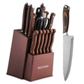 15 Pieces Hammered Stainless Steel Kitchen Knife Set